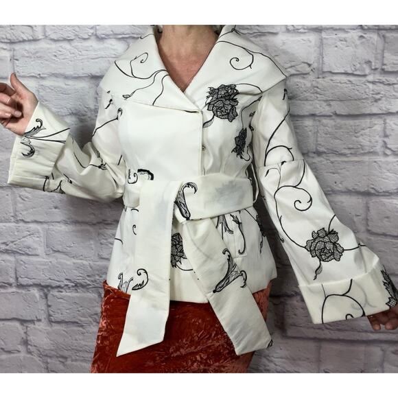 Stunning Avant Garde Black &White Embroidered Samuel Dong Blazer/Jacket/Shacket - Picture 1 of 10